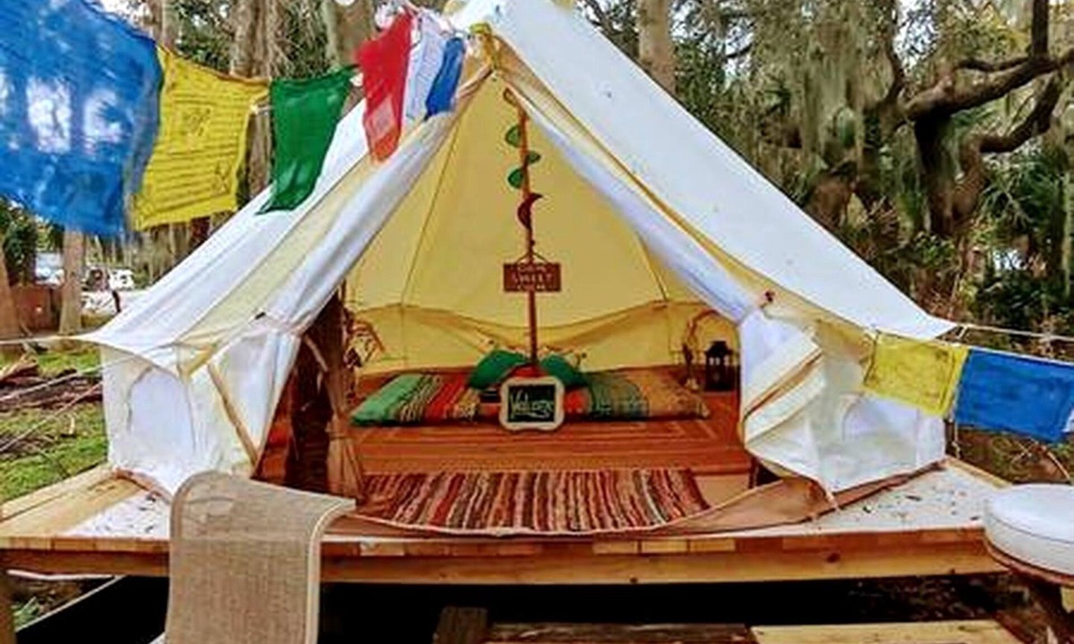 Seville RV Rental | Beautiful Bell Tent Nestled Amidst Trees in Seville, Florida