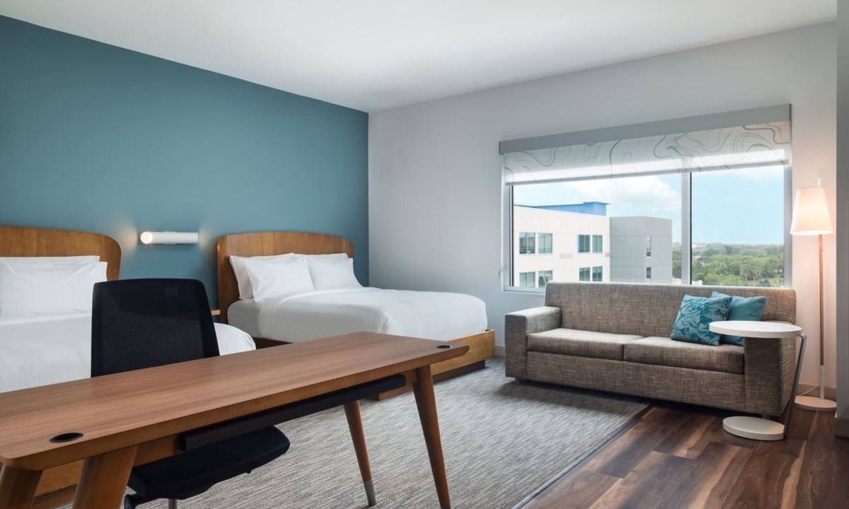 Williamsburg Hotel | Studio 2 Queen | Element Orlando | Full Kitchen, Sofa Bed & Pool Access