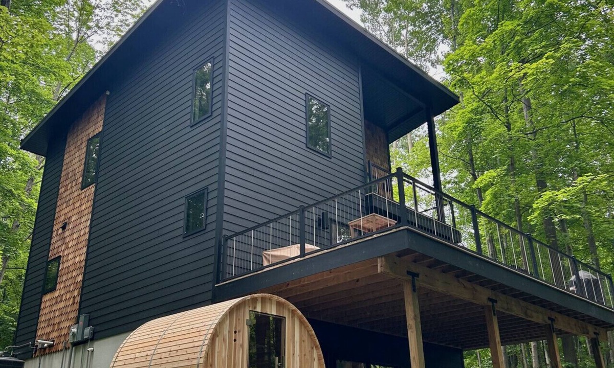 Traverse City House | The Holiday House | Modern Wooded Retreat Near TC & Trails | Sauna