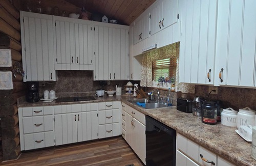 Pansey Cabin | 3-bedroom log cabin backs up to wooded lot for maximum peace and quiet!