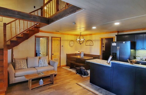 Lequire Cabin | 3BR Cabin, hot tub, mountain view, firepit, playset, pets OK, sleeps 8