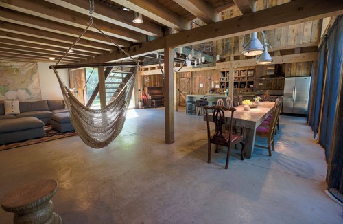 Escanaba House | Barn-style home with indoor pool and sauna on Little Bay de Noc