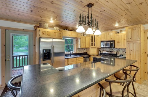 Alanson House | Bear Cabin - Waterfront - Huge Yard + Hot Tub - Peaceful Setting - EV Charger