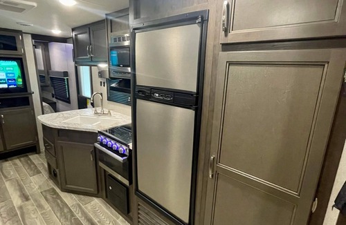 Ellijay House | Camper sleeps 6 set up on private property on Creek
