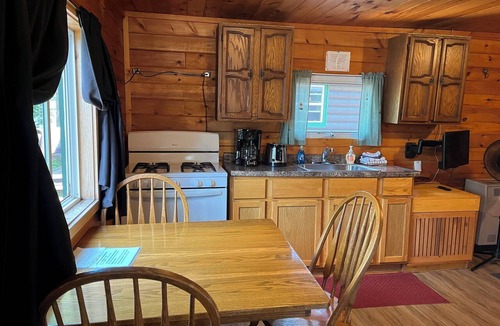 Lac La Belle Cabin | Charming Resort Cabin Steps from the Water and Campfire Evenings