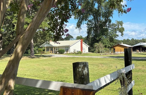Pisgah House | Enjoy private farm, golf cart, fishing, walking trails @ Storybook Farmhouse