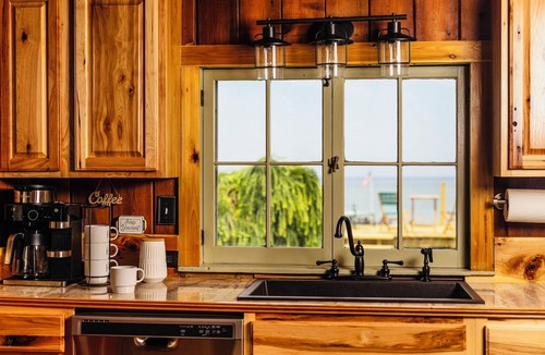 Cheboygan House | Lake Huron Beachfront near Mackinaw City: Kayaks, Hot Tub, Mackinaw Bridge Views