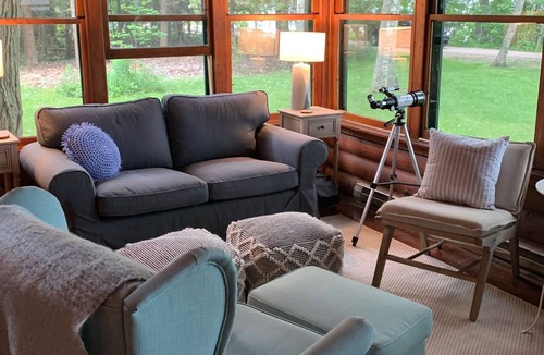 Northport Cottage | Log Cottage with Sandy Beach; Acre Lot; 1 Mile to Downtown NP