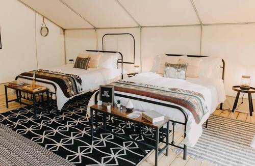 Delta RV Rental | Luxury Spacious Glampsite with VIEWS of Cheaha State Park, Pet Friendly!