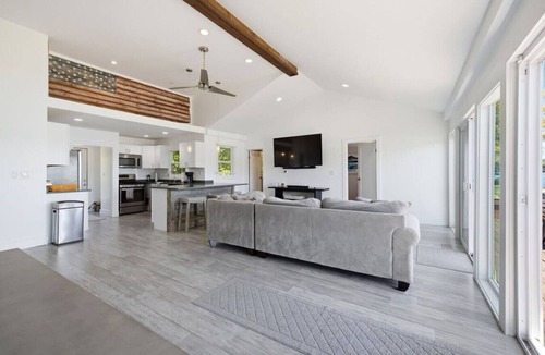 Sister Lakes House | Private Beach, Dock & Sunset Lake Days with Fire Pit Near St. Joseph Beach Town