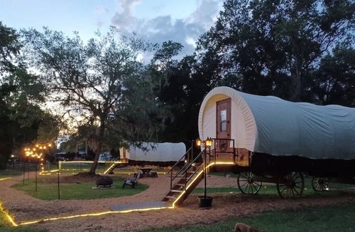 Putnam Hall Cabin | Real 1800's style Luxury Covered Wagon at a Farm Animal Sanctuary!