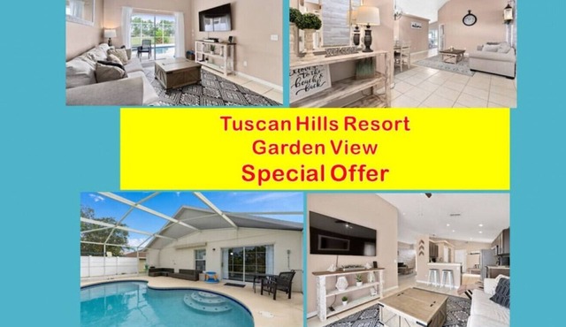 Charming villa with pool, garden view