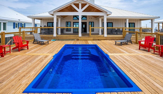 Dog-friendly home with water views & private heated pool