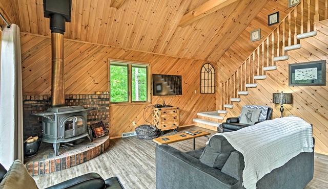 Near Snowmobiling! Riverfront Traverse City Cabin