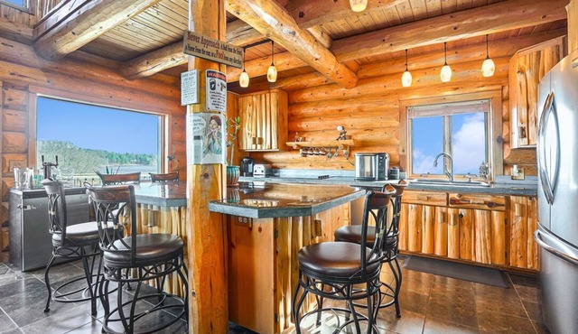 Spacious 4-bedroom log cabin In wonderful Belding with AC sleeps 12 adults